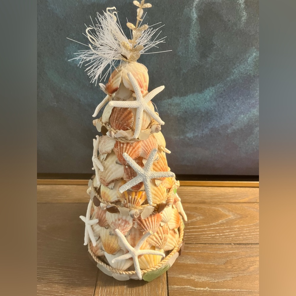 Custom Coastal Shell + Sea Glass Christmas Tree NEW - Picture 2 of 7
